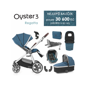 Oyster 3 Nejlepší set 8 v 1 REGATTA (MIRROR rám) kočár + hl.korba + autosedačka + adaptéry + fusak + taška + isofix báze + držák na nápoje