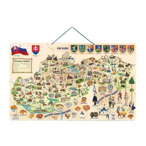 WOODY Magnetická mapa Slovenska s obrázky a společenská hra 3v1