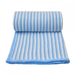 T-TOMI Pletená deka spring, white-blue / bílo-modrá