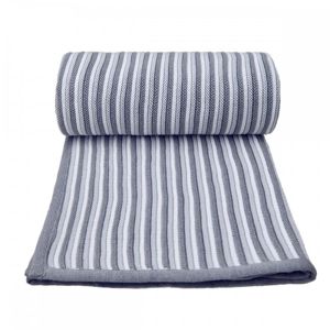 T-TOMI Pletená deka spring, white-grey / bílo-šedá