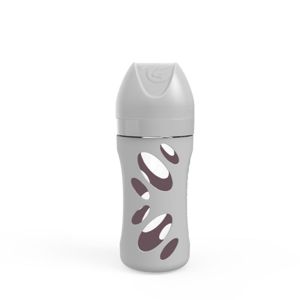 Twistshake Kojenecká láhev Anti-Colic skleněná 260ml (dudl.M) Pastelově šedá