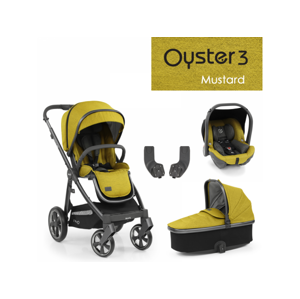 Oyster 3 Základní set 4 v 1 MUSTARD (CITY GREY rám) 2022 kočár + hl.korba + autosedačka + adaptéry